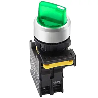 2 WAY SHORT HANDLE ROTARY SWITCH GREEN ILLUMINATED